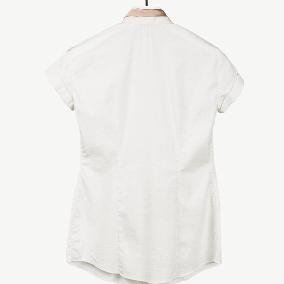 Brunello Cucinelli Ivory Cotton-Poplin Silk-Collar Short-Sleeve Shirt - Picture 2 of 10